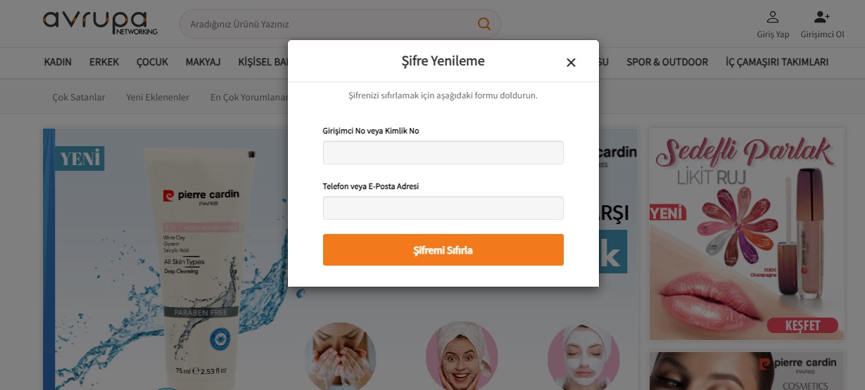 Avrupa Networking Şifre Yenileme