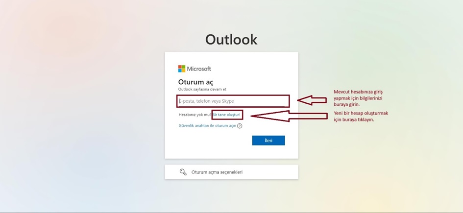 Outlook Hesap Oluşturma