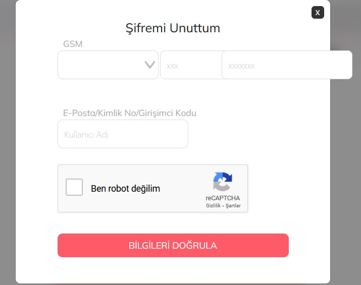 farmasi giriş şifremi unuttum