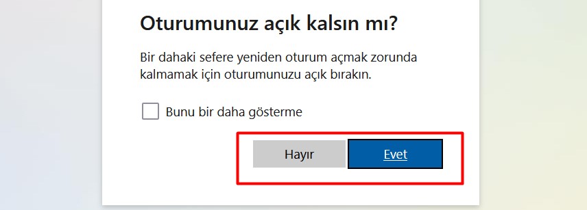 oturumu açık tut kaldırma hotmail