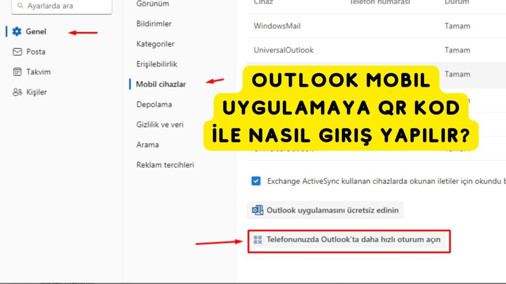Outlook Mobil Uygulamaya QR Kod ile Nasıl Giriş Yapılır?