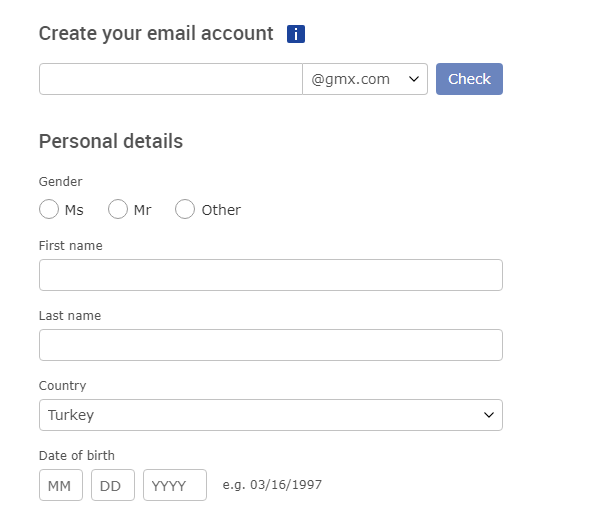 GMX İle Mail Adresi Alma