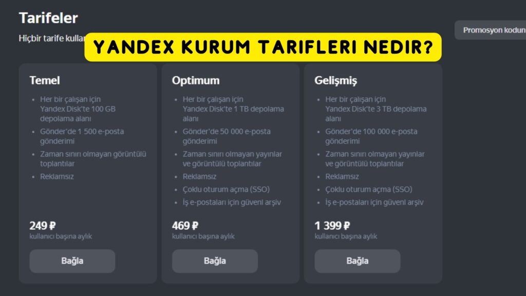 Yandex Kurum Tarifeleri Nedir?