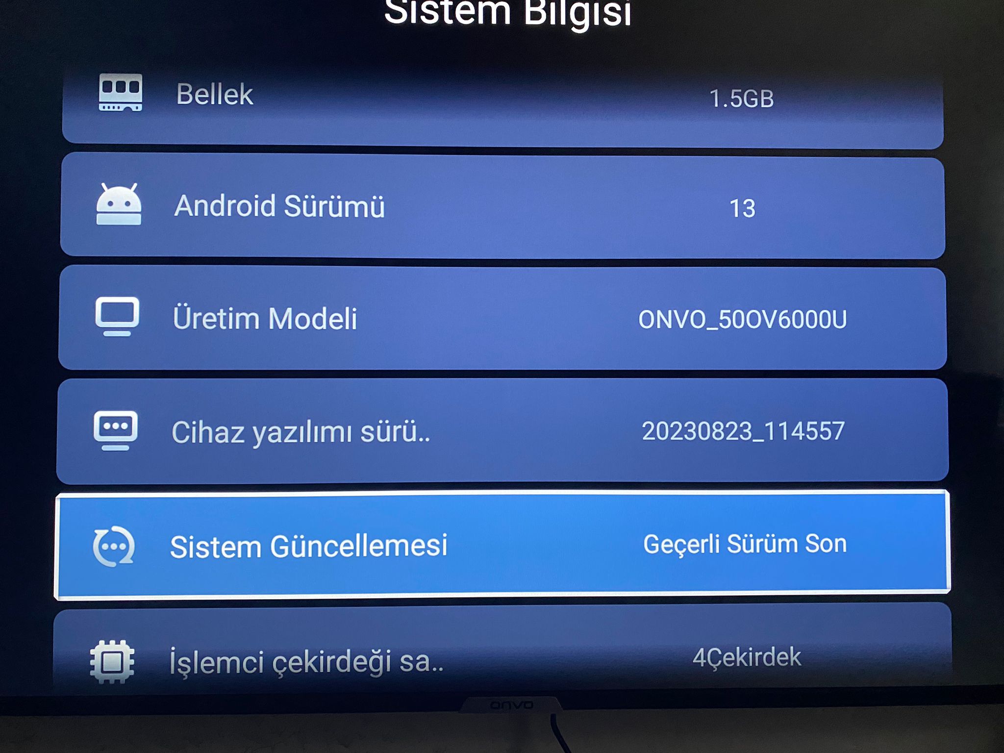 Onvo Televizyon Hiçbir Uygulama Açılmıyor
