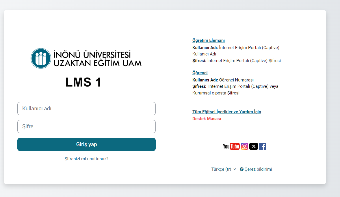 İnönü LMS Giriş