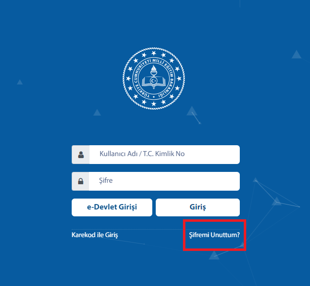 MEBBİS Şifremi Unuttum